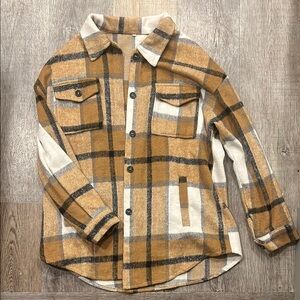 Plaid Shirt in Brown and Cream